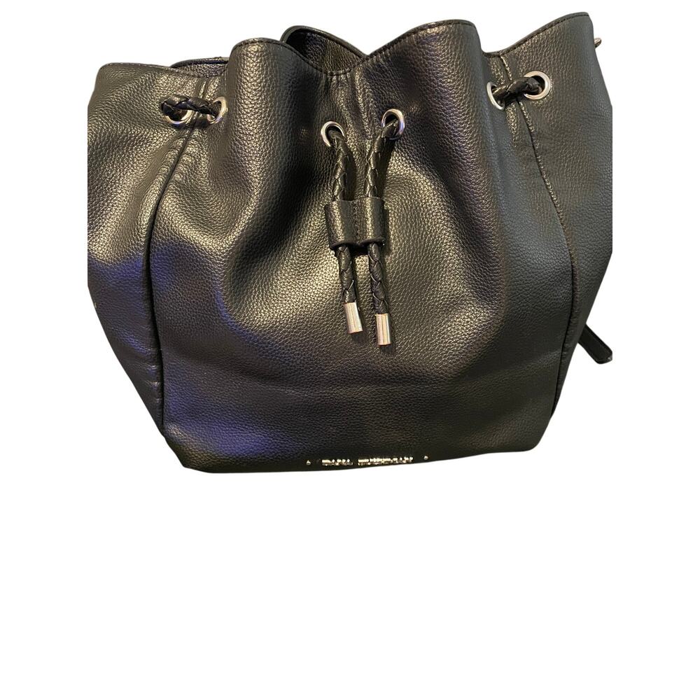 Dana Buchman Pebbled Faux Leather Drawstring Bucket Bag Shoulder Purse